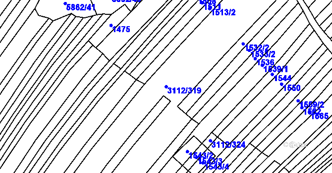 Parcela st. 3112/319 v KÚ Dambořice, Katastrální mapa