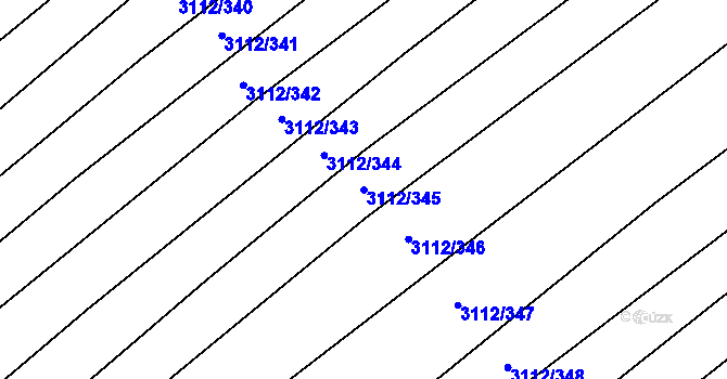 Parcela st. 3112/345 v KÚ Dambořice, Katastrální mapa