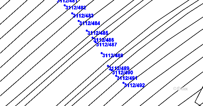 Parcela st. 3112/488 v KÚ Dambořice, Katastrální mapa