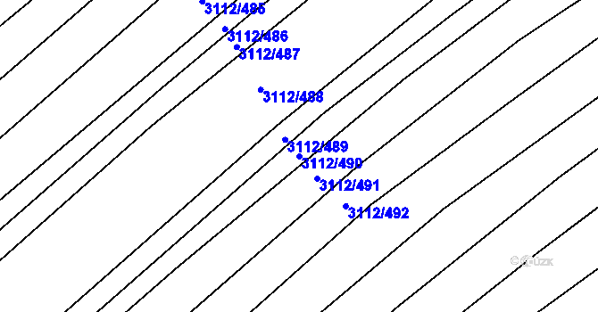Parcela st. 3112/490 v KÚ Dambořice, Katastrální mapa