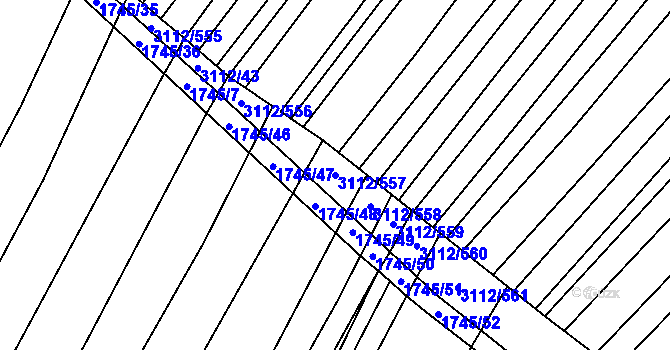 Parcela st. 3112/557 v KÚ Dambořice, Katastrální mapa