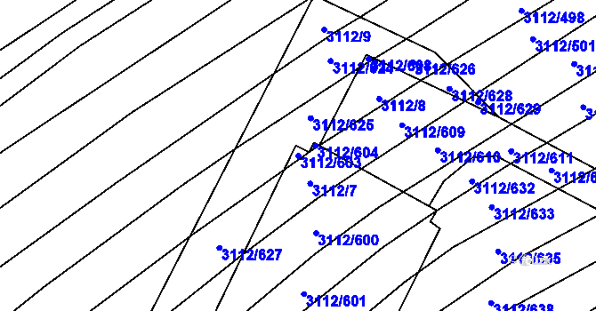 Parcela st. 3112/603 v KÚ Dambořice, Katastrální mapa