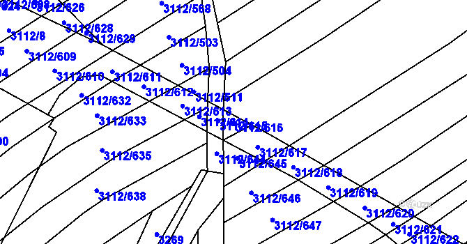 Parcela st. 3112/616 v KÚ Dambořice, Katastrální mapa