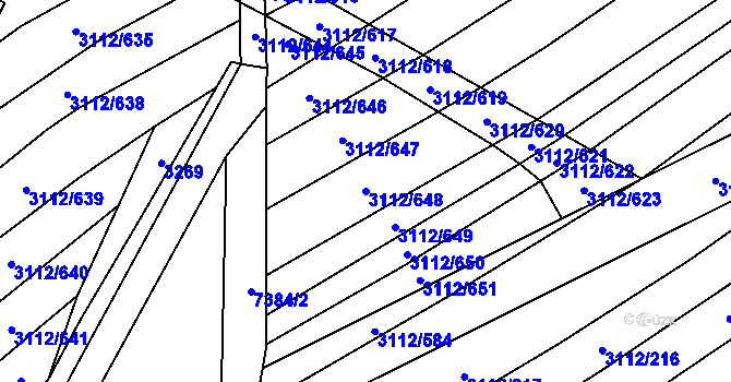 Parcela st. 3112/648 v KÚ Dambořice, Katastrální mapa
