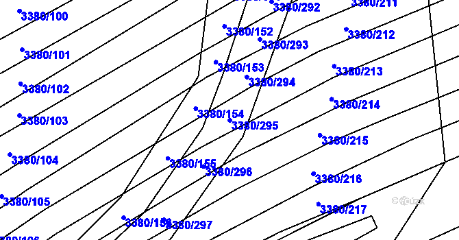 Parcela st. 3380/295 v KÚ Dambořice, Katastrální mapa