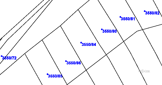 Parcela st. 3550/84 v KÚ Dambořice, Katastrální mapa