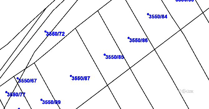 Parcela st. 3550/85 v KÚ Dambořice, Katastrální mapa