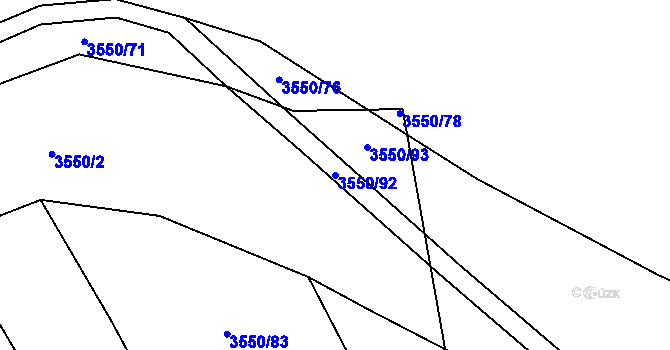 Parcela st. 3550/92 v KÚ Dambořice, Katastrální mapa