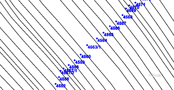 Parcela st. 4563/1 v KÚ Dambořice, Katastrální mapa