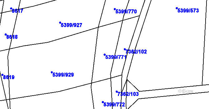 Parcela st. 5399/771 v KÚ Dambořice, Katastrální mapa