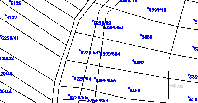 Parcela st. 5399/854 v KÚ Dambořice, Katastrální mapa