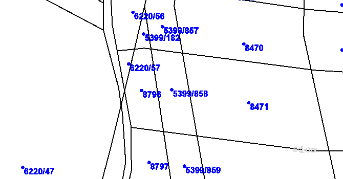 Parcela st. 5399/858 v KÚ Dambořice, Katastrální mapa