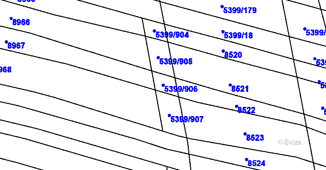 Parcela st. 5399/906 v KÚ Dambořice, Katastrální mapa