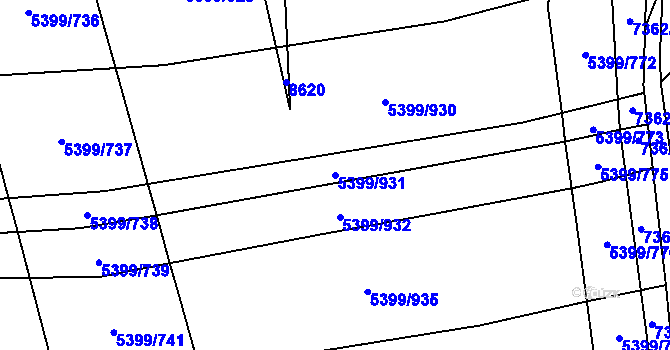 Parcela st. 5399/931 v KÚ Dambořice, Katastrální mapa
