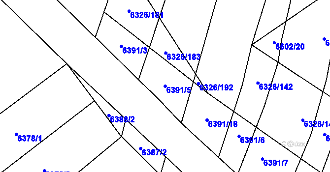Parcela st. 6391/5 v KÚ Dambořice, Katastrální mapa