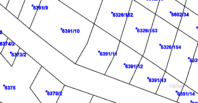 Parcela st. 6391/11 v KÚ Dambořice, Katastrální mapa