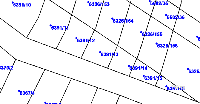 Parcela st. 6391/13 v KÚ Dambořice, Katastrální mapa