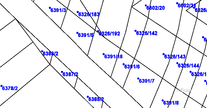 Parcela st. 6391/18 v KÚ Dambořice, Katastrální mapa