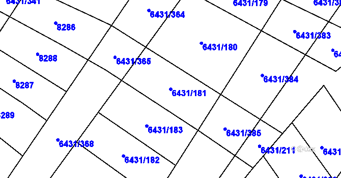 Parcela st. 6431/181 v KÚ Dambořice, Katastrální mapa
