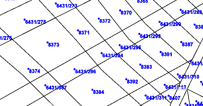 Parcela st. 6431/294 v KÚ Dambořice, Katastrální mapa