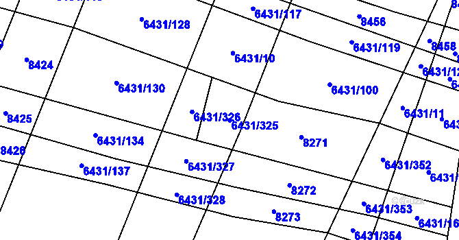 Parcela st. 6431/325 v KÚ Dambořice, Katastrální mapa
