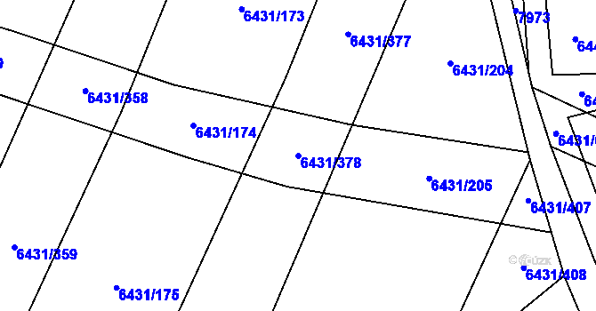 Parcela st. 6431/378 v KÚ Dambořice, Katastrální mapa