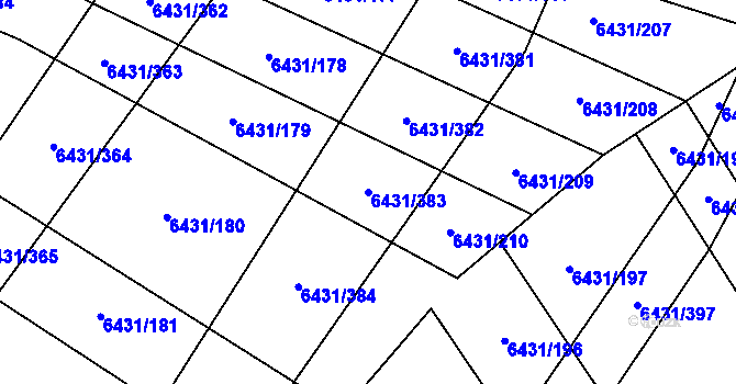 Parcela st. 6431/383 v KÚ Dambořice, Katastrální mapa
