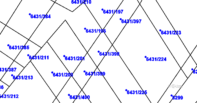 Parcela st. 6431/398 v KÚ Dambořice, Katastrální mapa
