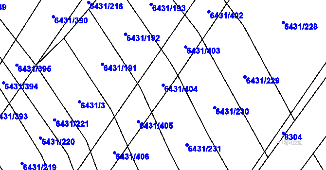 Parcela st. 6431/404 v KÚ Dambořice, Katastrální mapa