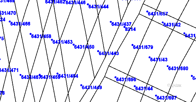 Parcela st. 6431/443 v KÚ Dambořice, Katastrální mapa
