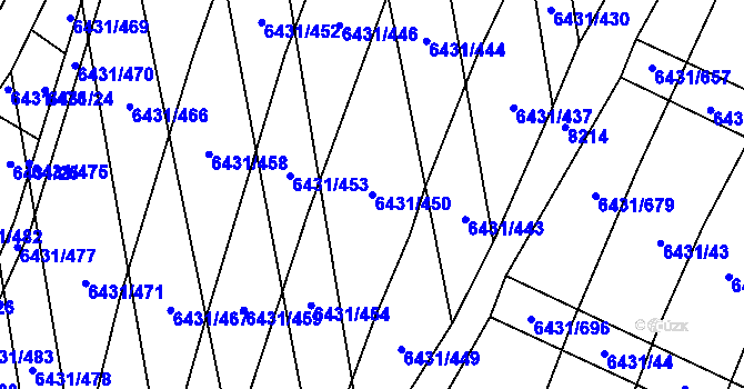 Parcela st. 6431/450 v KÚ Dambořice, Katastrální mapa