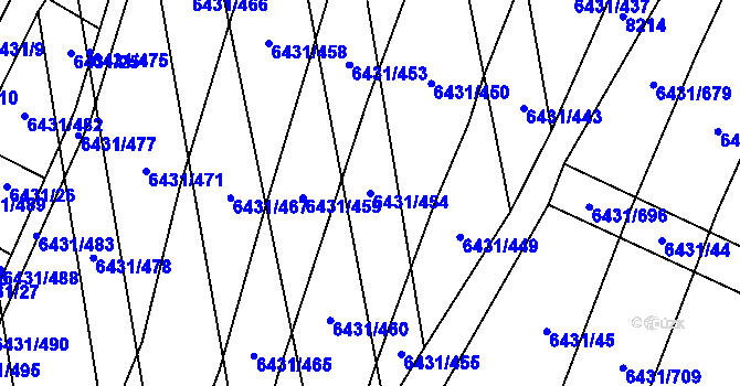 Parcela st. 6431/454 v KÚ Dambořice, Katastrální mapa