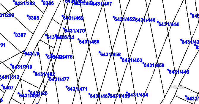 Parcela st. 6431/458 v KÚ Dambořice, Katastrální mapa