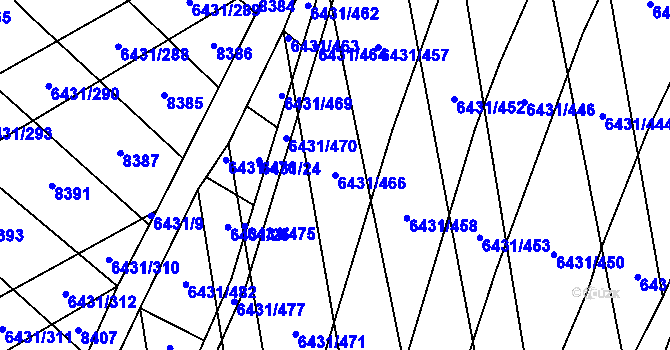 Parcela st. 6431/466 v KÚ Dambořice, Katastrální mapa