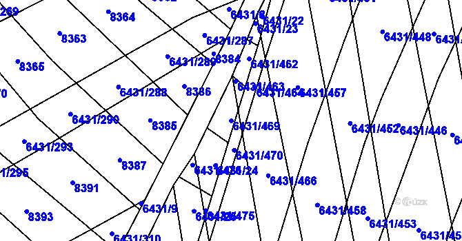 Parcela st. 6431/469 v KÚ Dambořice, Katastrální mapa