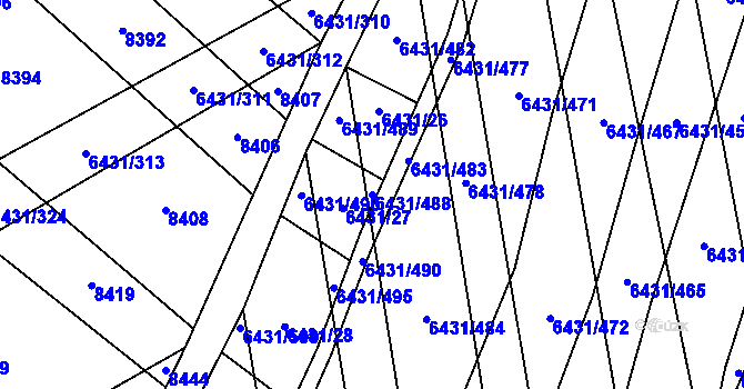 Parcela st. 6431/488 v KÚ Dambořice, Katastrální mapa