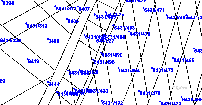 Parcela st. 6431/490 v KÚ Dambořice, Katastrální mapa