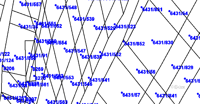 Parcela st. 6431/532 v KÚ Dambořice, Katastrální mapa