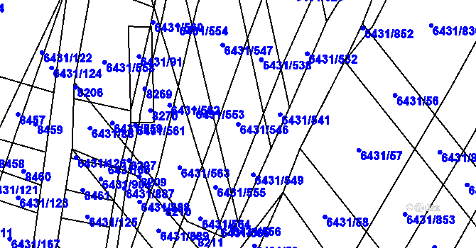 Parcela st. 6431/546 v KÚ Dambořice, Katastrální mapa