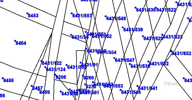 Parcela st. 6431/554 v KÚ Dambořice, Katastrální mapa