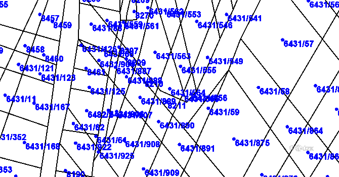 Parcela st. 6431/564 v KÚ Dambořice, Katastrální mapa