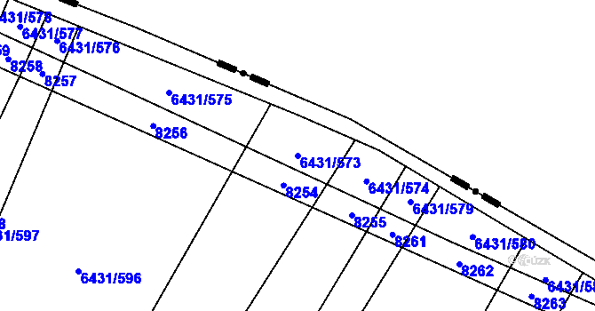 Parcela st. 6431/573 v KÚ Dambořice, Katastrální mapa