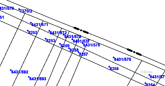 Parcela st. 6431/576 v KÚ Dambořice, Katastrální mapa