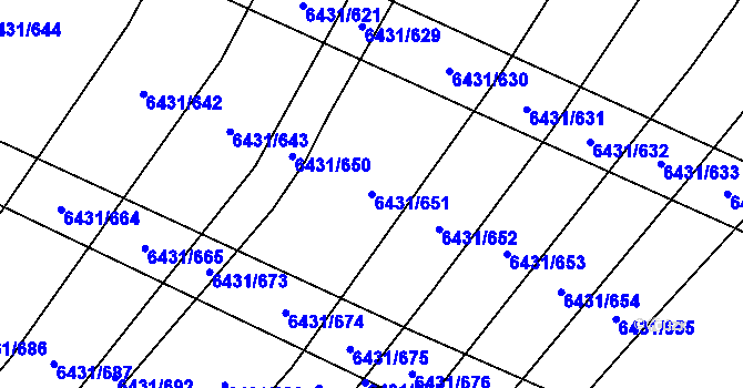 Parcela st. 6431/651 v KÚ Dambořice, Katastrální mapa
