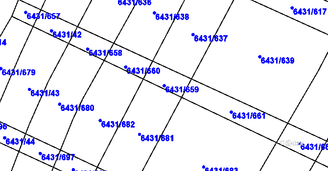 Parcela st. 6431/659 v KÚ Dambořice, Katastrální mapa