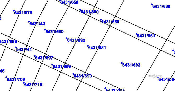 Parcela st. 6431/681 v KÚ Dambořice, Katastrální mapa