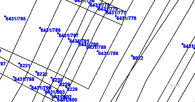 Parcela st. 6431/788 v KÚ Dambořice, Katastrální mapa