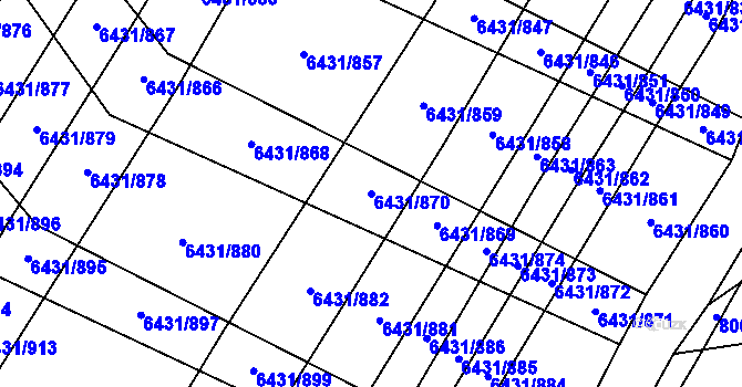 Parcela st. 6431/870 v KÚ Dambořice, Katastrální mapa
