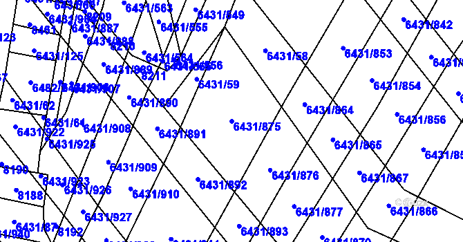Parcela st. 6431/875 v KÚ Dambořice, Katastrální mapa