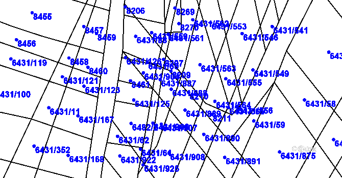 Parcela st. 6431/888 v KÚ Dambořice, Katastrální mapa